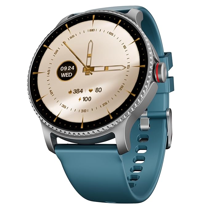 boAt Lunar Discovery w/ 1.39" (3.5 cm) HD Display, Turn-by-Turn Navigation, DIY Watch Face Studio, Bluetooth Calling, Emergency SOS, QR Tray, Smart Watch for Men & Women(Active Blue)