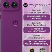 Motorola Edge 60 Pro Pantone Sparkling Grape, 12GB RAM, 256GB Storage | 6.7" Curved AMOLED | 50MP Triple | 50MP Selfie | 6000mAh | 90W & 15W Wireless | Dimensity 8350 | IP68/IP69 Rated