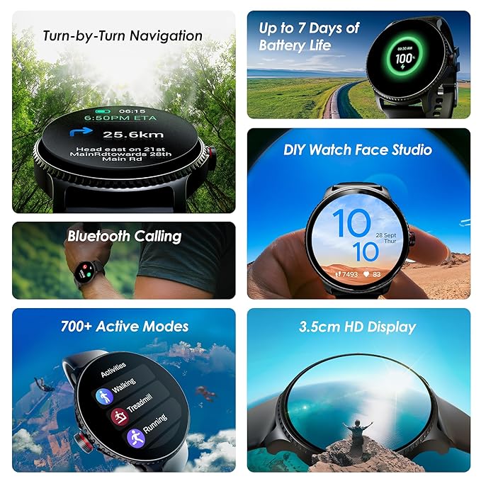 boAt Lunar Discovery w/ 1.39" (3.5 cm) HD Display, Turn-by-Turn Navigation, DIY Watch Face Studio, Bluetooth Calling, Emergency SOS, QR Tray, Smart Watch for Men & Women(Active Blue) - Image 2
