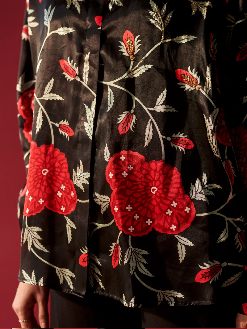 Black Floral Vine Shirt - Image 2