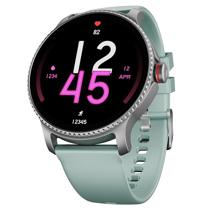 boAt Lunar Discovery w/ 1.39" (3.5 cm) HD Display, Turn-by-Turn Navigation, DIY Watch Face Studio, Bluetooth Calling, Emergency SOS, QR Tray, Smart Watch for Men & Women(Mint Green)